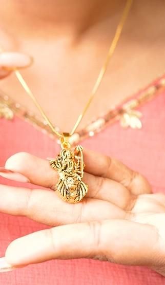 Gold Plated Ambe Mataji Pendant with Chain | Spiritual Goddess Durga Necklace for Women & Men | Religious Jewelry for Protection & Blessings