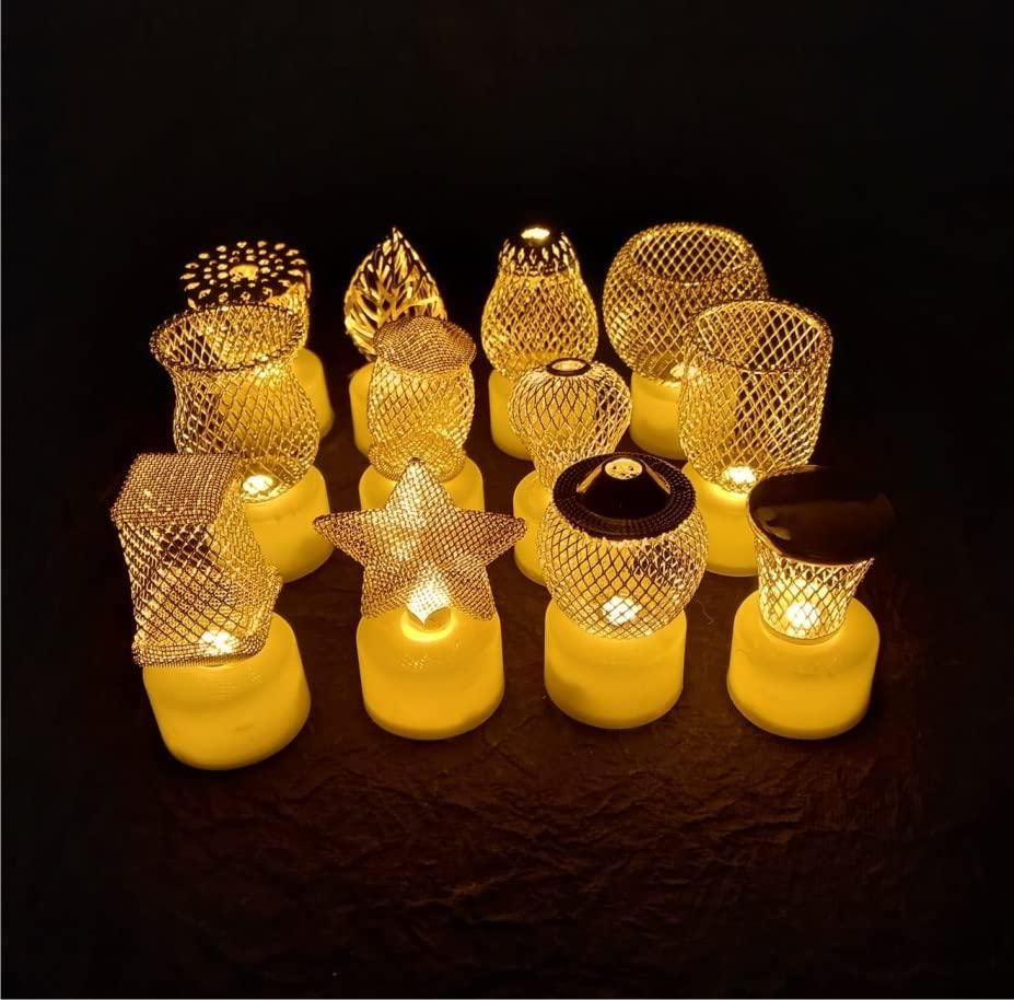 olden Net LED Tealight Candle Lanterns Star (6 pcs) – Premium Diwali Home Décor Lights | ₹999 Offer | Safe Flameless LED Diyas for Temple, Balcony & Living Room