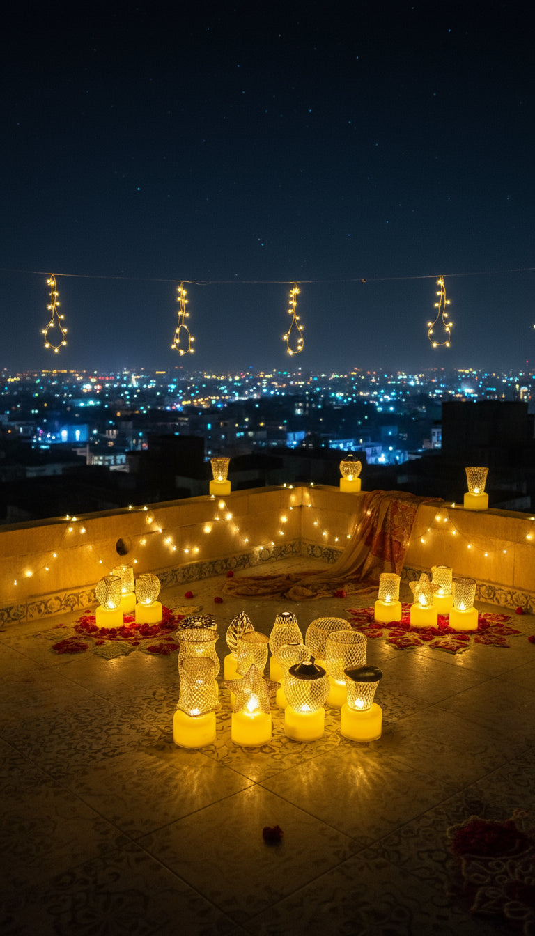 olden Net LED Tealight Candle Lanterns Star (6 pcs) – Premium Diwali Home Décor Lights | ₹999 Offer | Safe Flameless LED Diyas for Temple, Balcony & Living Room