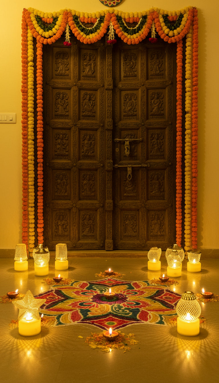 olden Net LED Tealight Candle Lanterns Star (6 pcs) – Premium Diwali Home Décor Lights | ₹999 Offer | Safe Flameless LED Diyas for Temple, Balcony & Living Room