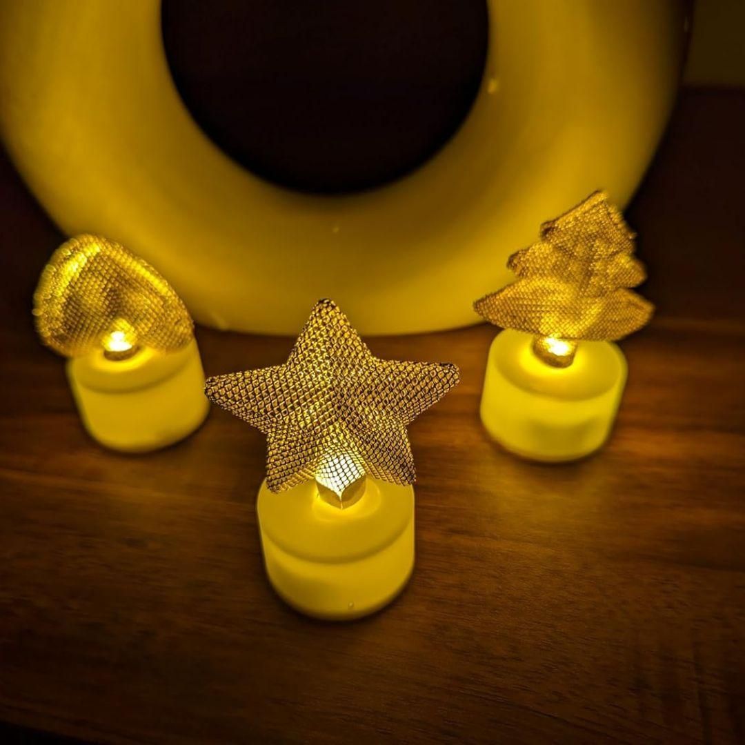 olden Net LED Tealight Candle Lanterns Star (6 pcs) – Premium Diwali Home Décor Lights | ₹999 Offer | Safe Flameless LED Diyas for Temple, Balcony & Living Room