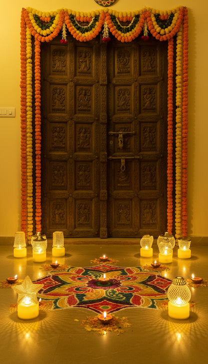 olden Net LED Tealight Candle Lanterns Star (6 pcs) – Premium Diwali Home Décor Lights | ₹999 Offer | Safe Flameless LED Diyas for Temple, Balcony & Living Room