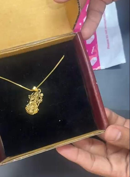 Gold Plated Ambe Mataji Pendant with Chain | Spiritual Goddess Durga Necklace for Women & Men | Religious Jewelry for Protection & Blessings