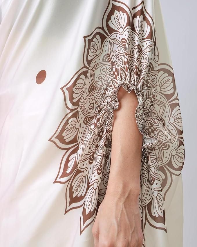 Elegant Satin Silk Printed Kaftan Saree with Unstitched Blouse – Party & Festive Wear for Women