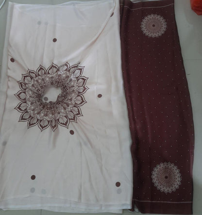 Elegant Satin Silk Printed Kaftan Saree with Unstitched Blouse – Party & Festive Wear for Women
