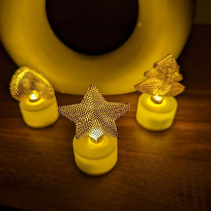 olden Net LED Tealight Candle Lanterns Star (6 pcs) – Premium Diwali Home Décor Lights | ₹999 Offer | Safe Flameless LED Diyas for Temple, Balcony & Living Room